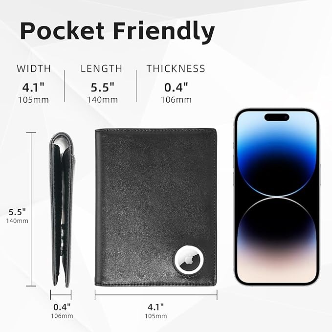 Leather Passport Wallet with AirTag Slot — RFID Passport Holder for Travel Men, Slim Travel Wallet with Card, Cash & Ticket Slots