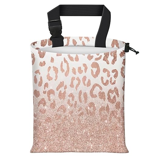 Car Trash Bag Large Hanging Can for Back of Seat, Cute Waterproof Car Garbage Bag for Vehicle, Travelling, Outdoor Luxury Glitter Pink Leopard