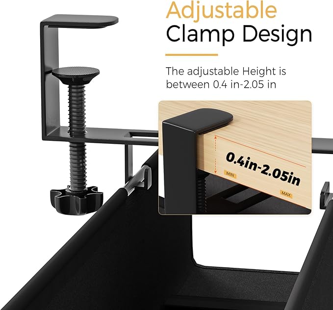 Under Desk Cable Management Tray 39.7" - No Drill Computer Wire Organizer Cable Tray, Cord Hider Clamp Mount with 16X Cable Ties PC Cables Management Cord Holder for Office/Home (Upgrade Fabric,Black)
