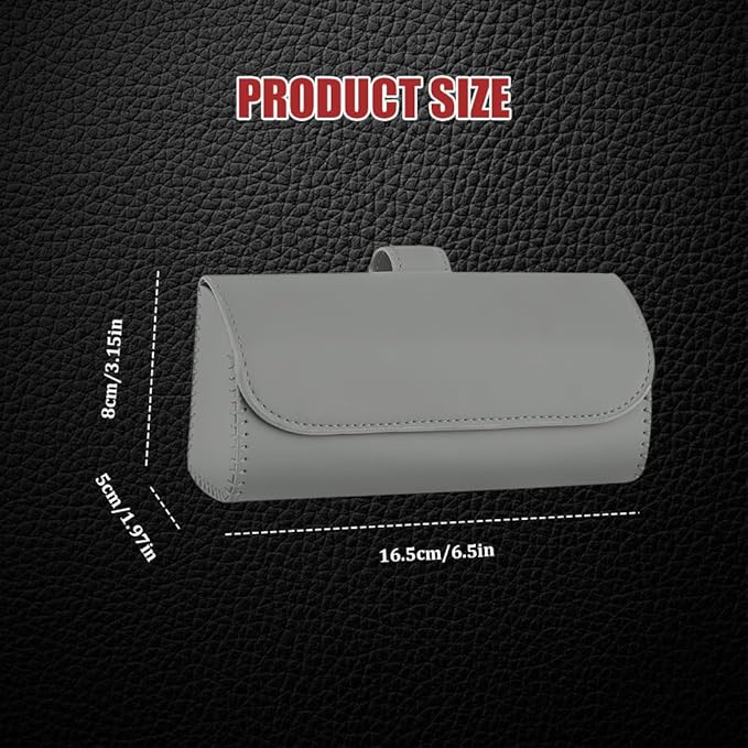 Sunglasses Holder for Car Sun Visor, Leather Auto Eyeglasses Storage Case with Hidden Magnetic Closure, Universal Protective Glasses Organizer Box, Visor Accessories for Woman Man (Gray)