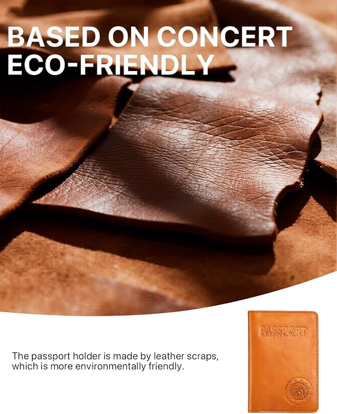 Passport Holder for Travel, Genuine Leather Passport Holder with AirTag Slot, RFID Passport Cover for Airport Essentials, Travel Wallet, Travel Must Haves Gifts