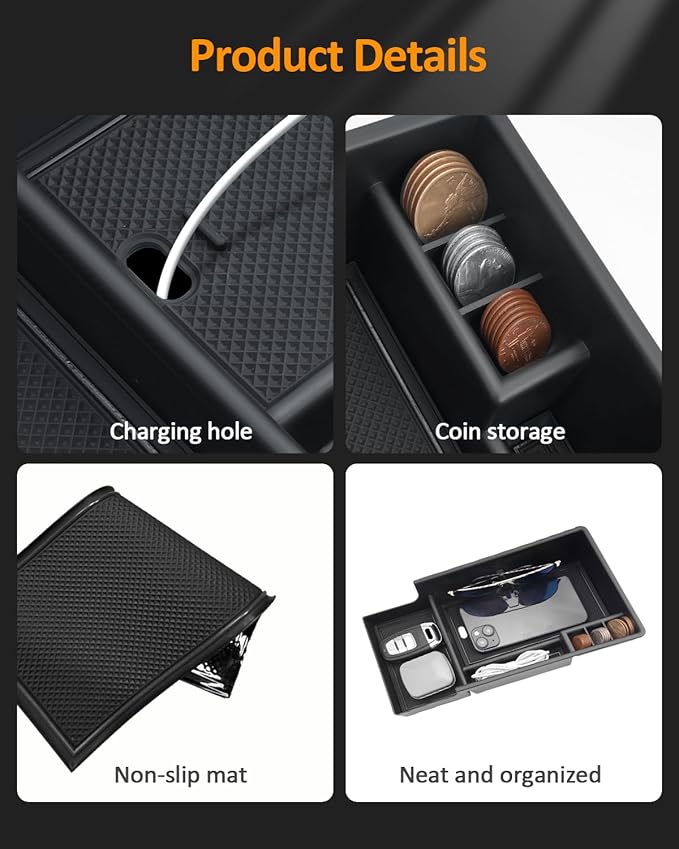 CDEFG for Chevy Blazer EV 2024 2025 2026 Center Console Organizer Tray for Blazer EV LT/RS Accessories Armrest Storage Box Insert Tray for Blazer EV Arm Rest Middle Organizer