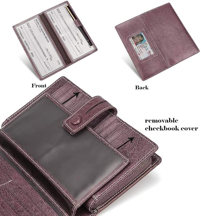 FT FUNTOR Women's Big Fat RFID Blocking Wallet Leather Zip Around Clutch Large Phone Organizer Wristlet