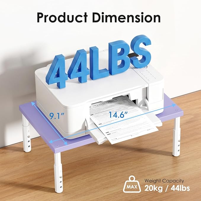 ECOLOVI Wood Computer Laptop Monitor Stand Riser, 4-Height Adjustable Desk Organizer and Accessories, Workspace Office Desk Decor & Accessories for Women, Purple