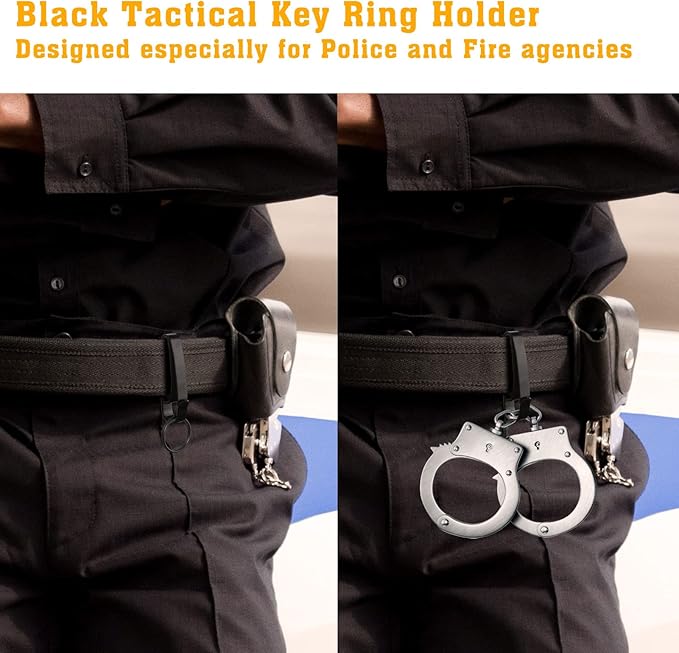 JOTOVO Tactical Stealth Key Ring Holder Special for Police and Fire Agencies Duty Belt, Double Side Quick Release Key Holder with Detachable Keyring (2.25-Inch Max)- 2 PACK