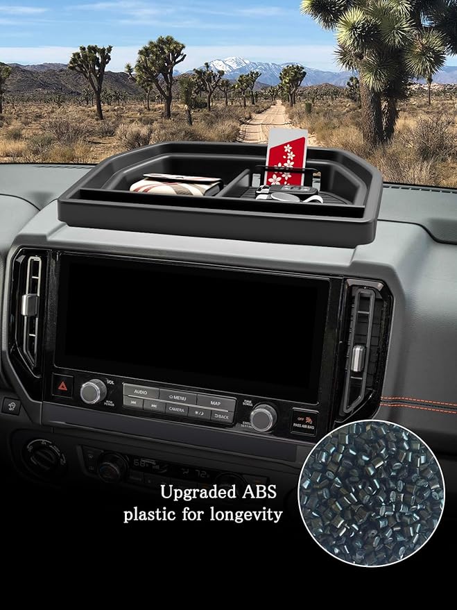 CDEFG for 2025 2026 Nissan Frontier Center Console Organizer Dashboard Storage Tray for 2025 2026 Nissan Frontier Accessories 13.2-Inch Touchscreen Dash Organizer Behind-Screen Tray
