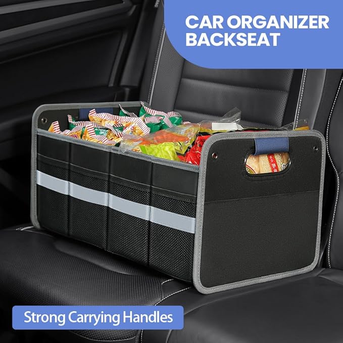 winhunt Car Trunk Organizer for SUV, Car Storage Organizer Reinforced Handles, Collapsible Multi-Compartment Foldable and Waterproof Car Organizer for Car Suv, Sedan, Truck, Minivan