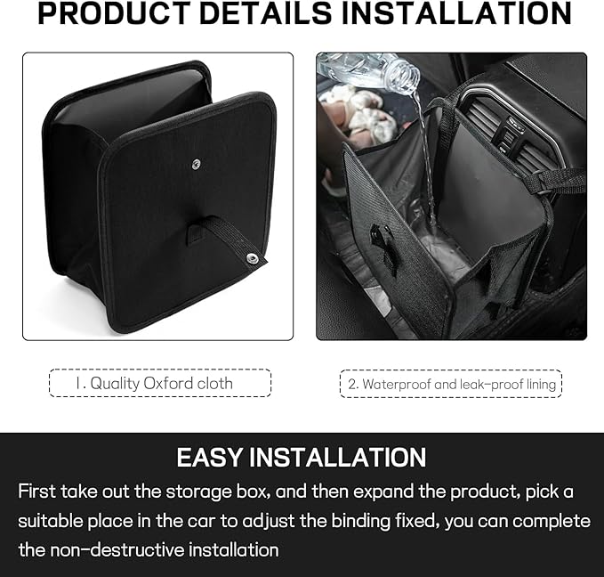 Foldable Car Trash Can, Waterproof Leakproof Hanging Auto Garbage Can, Multifunctional Large Capacity Vehicle Garbage Bag Storage Bag Organizer, Interior Car Accessories (Small)