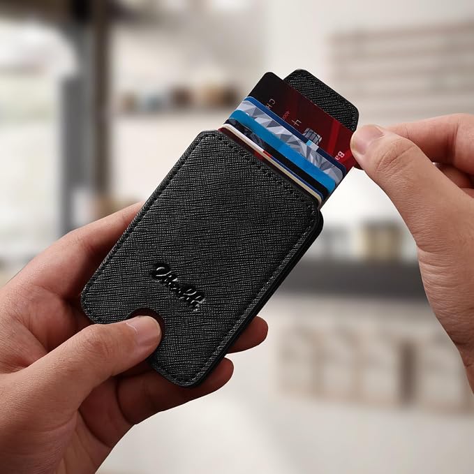 Zitahli Slim Wallet for Men Front Pocket – Thin Minimalist Credit Card Holder with Magnetic Closure & Elastic Cash Strap, RFID Blocking Wallet Holds up to 10 Cards & 15 Bills