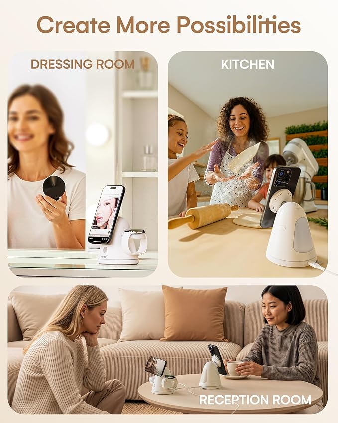 3 in 1 Charging Station for Apple, Qi2 Mag-Safe Charger Stand with Adjustable Night Light, Fast Wireless Charging Station Compatible with iPhone 17/16/15/14/13/12, AirPods and Apple Watch(30W Adapter)