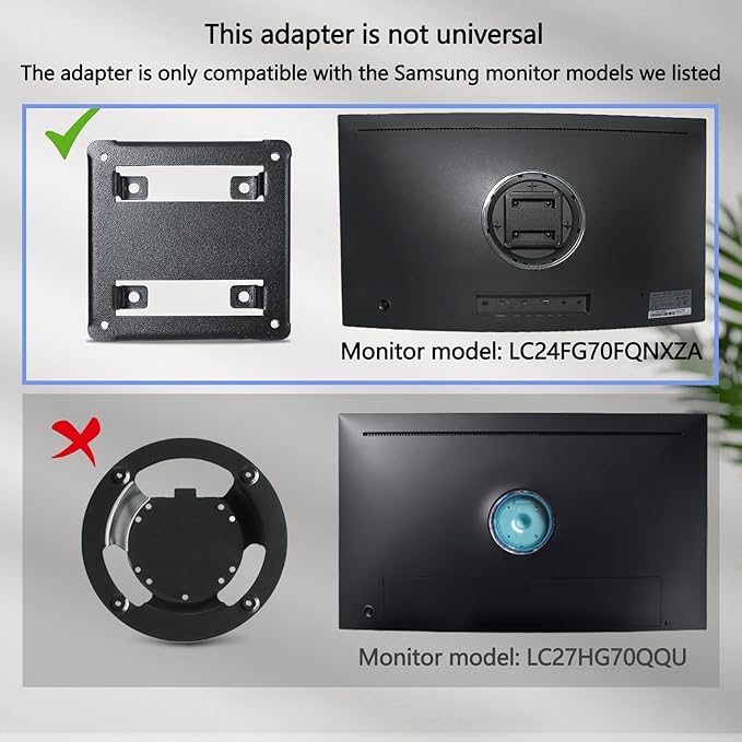 CFG70 Vesa Mount Compatible with Samsung CFG70 CFG73 24in 27in Curved Monitor for LC24FG70FQNXZA, LC27FG70FQNXZA, LC24FG73FQNXZA, LC27FG73FQNXZA ,75mmx75mm