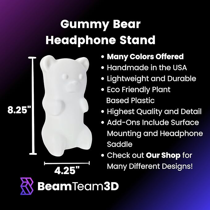 Gummy Bear Headphone Stand Hanger - Cute Headset Holder - Kawaii Desk Accessories - Compatible with Most Headphones (Mint)