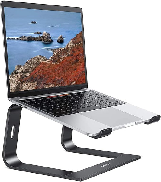 OMOTON Laptop Stand, Detachable Laptop Mount, Aluminum Laptop Holder Stand for Desk, Compatible with MacBook Air/Pro, Dell, HP and All Laptops (11-16 inch), Black