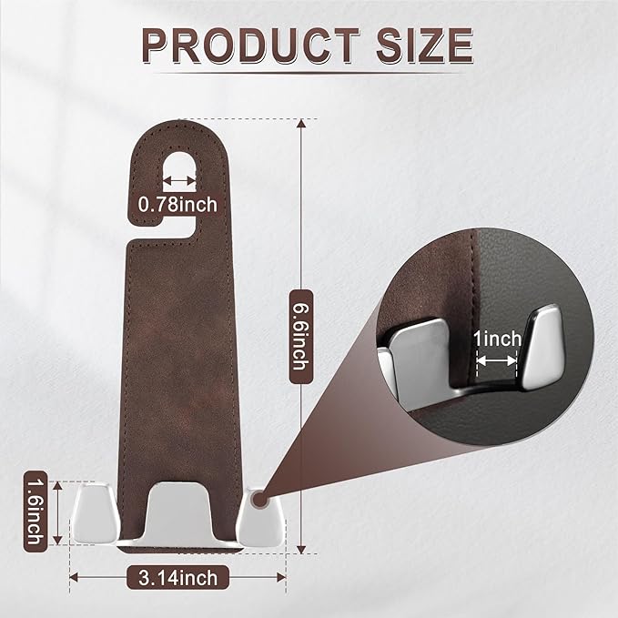 GaRhomxy Car Seat Headrest Hook, Premium Suede Double Hook 2 Pack, Universal Hanging Accessories for Purse, Bag, Groceries - Car Interior Accessories (Brown)