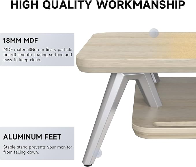 Fenge Dual Monitor Stand, Monitor Stands Riser for 2 Monitors, 42.5 Inch Monitor Stands Shelf with 12 Color LED Light for Office Desk
