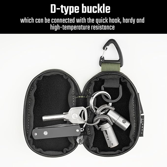 TACTICAL GEEK Storage A7 EDC Key Chain Case, Custom Carabiner, Mini Key Organizer, Portable Zippered Case for Daily Carry Green
