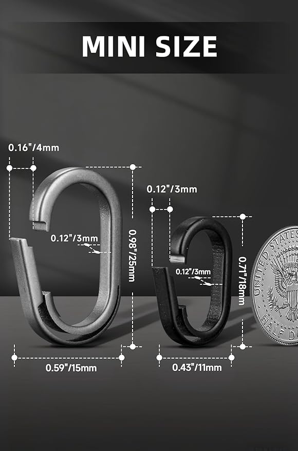 KEEPO LINK Titanium Key Ring Side Pushing, Small Key Ring Quick Release Keychain Connector for Men, 2 Pcs, OLO03
