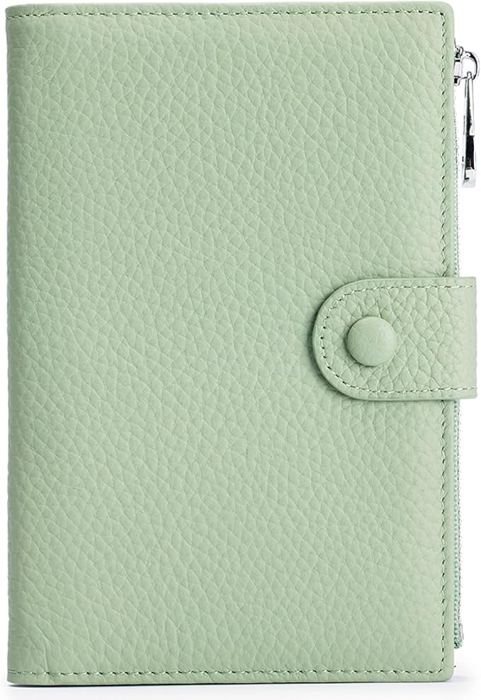 RFID Passport Wallet for Women, Slim Leather Passport Holder for Travel, Compact Travel Wallet with Zippered Coins Pocket and SIM Slots, Ladies Passport Cover