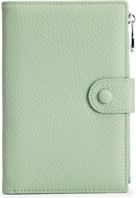 RFID Passport Wallet for Women, Slim Leather Passport Holder for Travel, Compact Travel Wallet with Zippered Coins Pocket and SIM Slots, Ladies Passport Cover