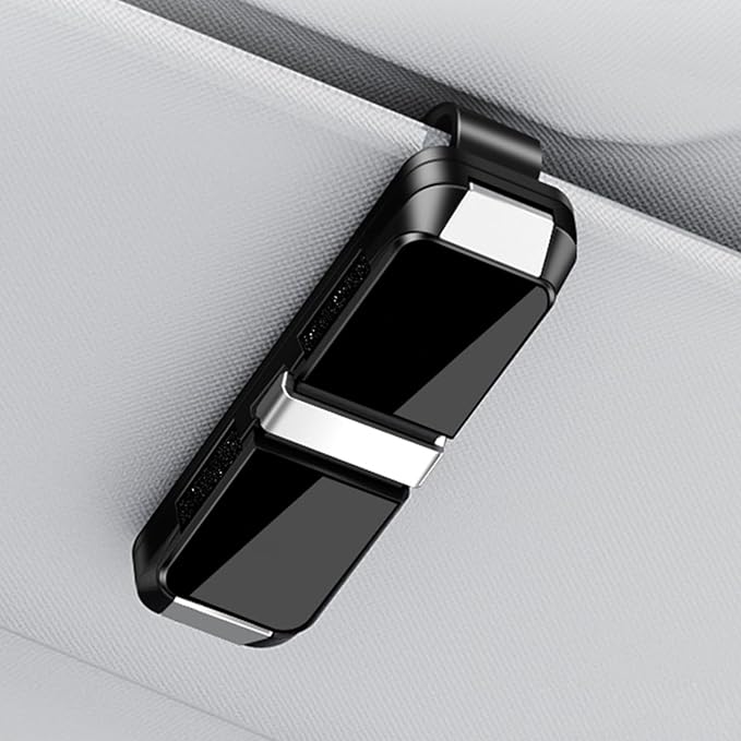 Sunglass Holder for Car Visor Clip Double-Headed, Push-Button Opening Car Sunglass Holder, Visor Sunglasses Holder Clip, Fits Cars, Trucks, SUVs and More (Double-Headed)