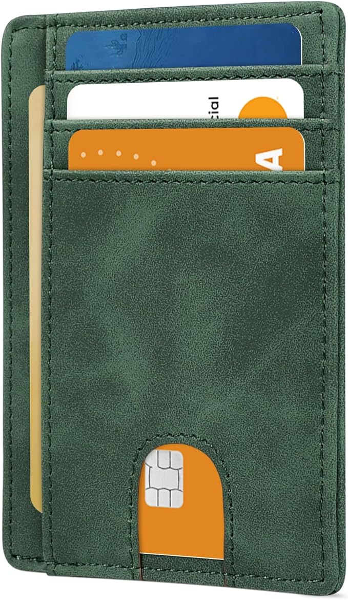 Slim Minimalist Wallet for Men,Front Pocket Wallet RFID Blocking Small Thin Credit Card Holder,ID Card Case Gift for Men Green