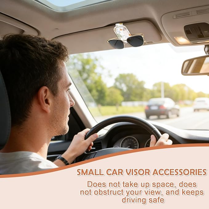 Sunglasses Holder for Car Visor - 2 Packs Magnetic Leather Sunglasses Clip for Car Boho Plant Visor Sunglass Holder Ticket Card Hanger Clips Auto Interior Accessories for Women Men SUV Truck