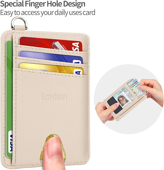 EcoVision Slim Minimalist Front Pocket Wallet, RFID Blocking Credit Card Holder Wallet with Detachable D-Shackle for Men Women