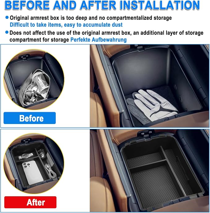 SHAOHAO 2 Pcs for 2026 Hyundai Palisade Center Console Organizer for 2026 Hyundai Palisade Accessories Console Tray Double Space 2026 Palisade LX3 Middle Console Armrest Stoage Box (Only for 7-Seat)