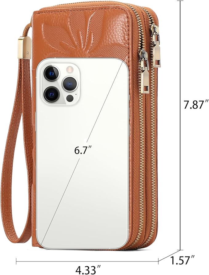 GAEKEAO Wallet for Women Clutch RFID Blocking Wristlet Leather Purse Large Capacity Credit Card Holder with Grip Hand Strap