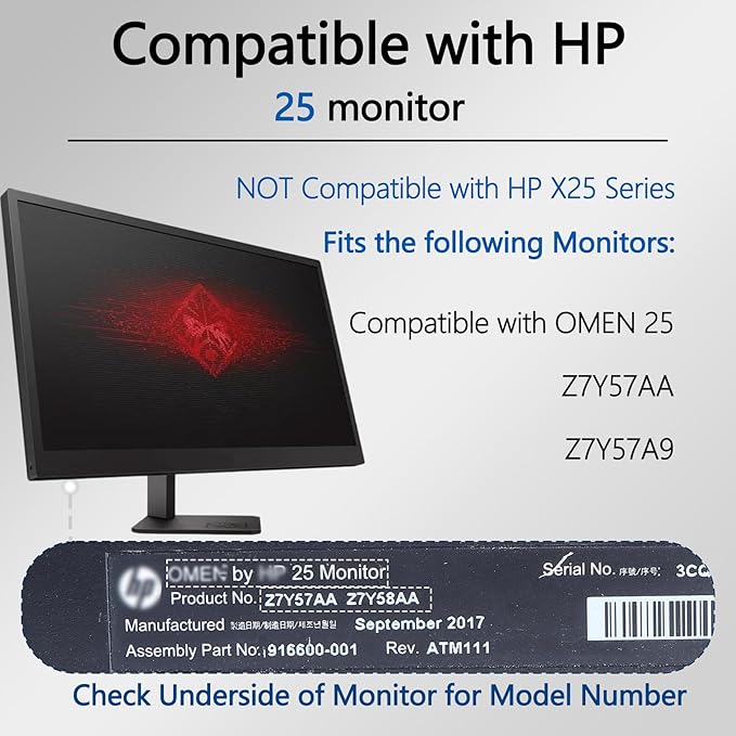 OMEN 25 VESA Mount Adapter Compatible with HP 25" Gaming Monitor（Compatible with OMEN 25, Z7Y57AA, Z7Y57A9）â€?75x75 to 100x100 wall Mount Bracket