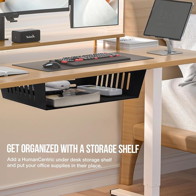 2 Pack Under Desk Shelf - Under Desk Storage Shelf Metals,Under Desk Organizer - Black Under Shelf Storage for Office Tables & Workstations（11 Inch）