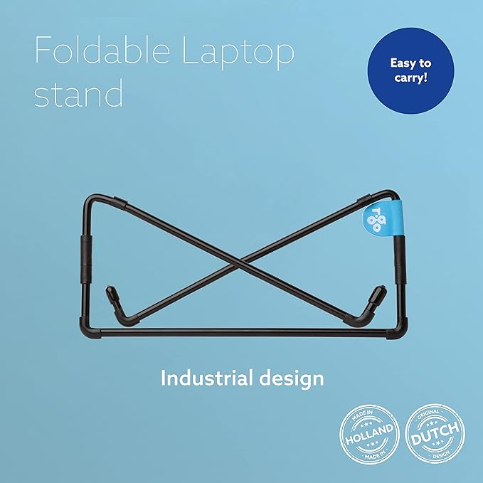 R-Go Steel Travel Laptop Stand - Portable Steel Laptop Holder, Ventilated Notebook Stand for MacBook Pro Air, Lenovo, Dell, HP, 10-22” Laptops/Tablets - Black