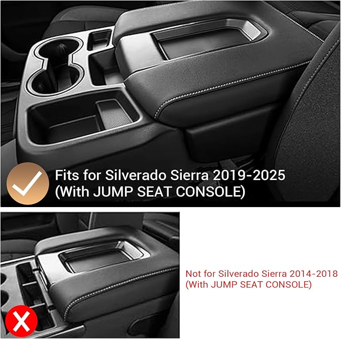 YEE PIN 2026 GMC Sierra Fold Down Center Console Organizer Tray for 2019-2025 2026 GMC Sierra 1500/2020-2025 2026 GMC Sierra 2500HD 3500HDAccessories, 40/20/40 Split Bench Seat ONLY (2 Pack)