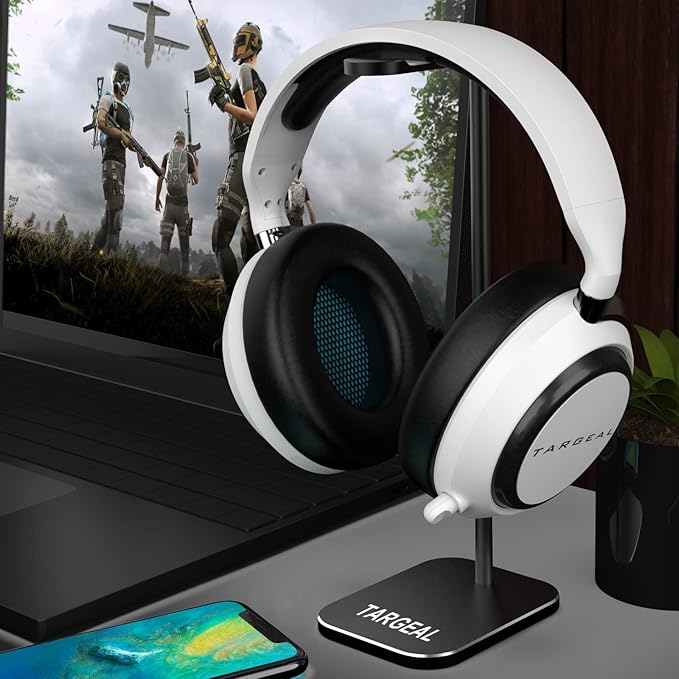 Headphone Stand - Aluminum Gaming Headset Holder for Desk - Computer Game Hardware and Accessories - Gamer Storage Gifts for Men - Black
