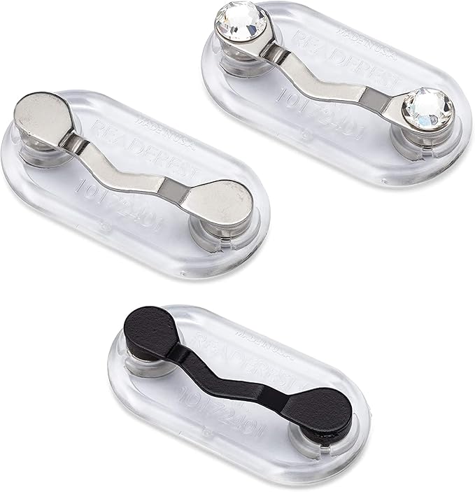 Readerest Magnetic Glasses Holder (3 Pack), Magnet Clip for Readers, Sunglasses & Work Badges for Men & Women, USA Made
