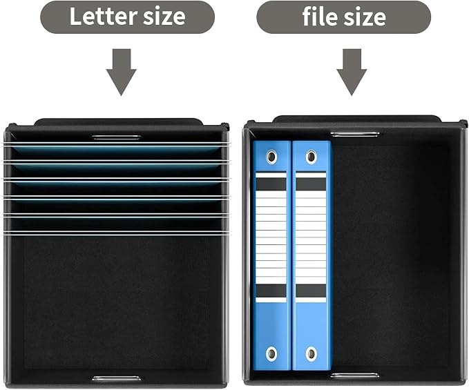 File Organizer Box with Lid, Collapsible File Folder Organizer for Office Document Storage, Filing Box with Plastic Slide for Letter Size Hanging File Folders(1 Pack, Smoky Grey)