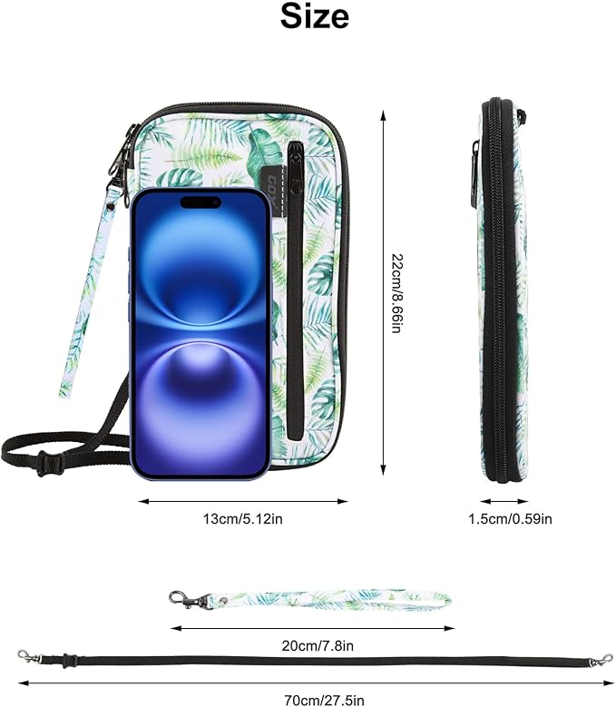 GOX Passport Holder for Travel Family RFID Neck Wallet for Traveling Women Travel Pouch for Passport and Documents with RFID Waterproof Zipper Passport Case (Forest)