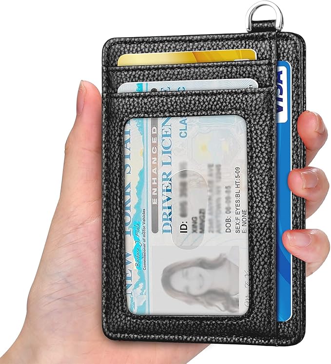 EcoVision Slim Minimalist Front Pocket Wallet, RFID Blocking Credit Card Holder Wallet with Detachable D-Shackle for Men Women