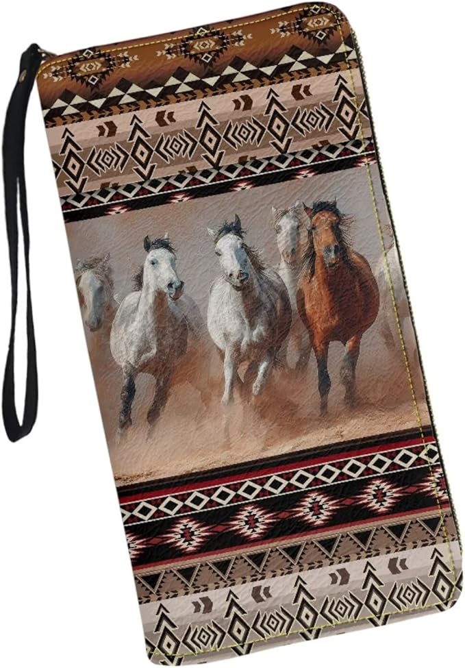 Bulopur Western Horse Wristlet Wallet for Women Teen Girls Blocking Credit Card Holder PU Leather Phone Wallet Clutch Large Capacity Ladies Travel Purse