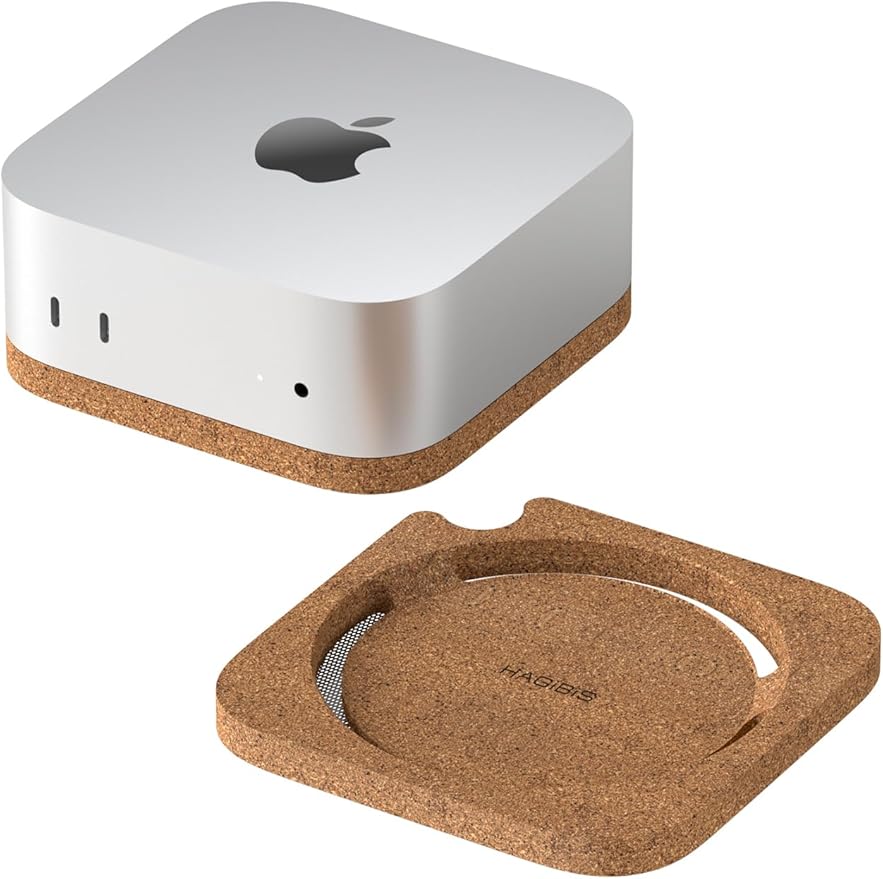 Hagibis Mac mini M4 Stand, Coffee Groud Cork Desktop Stand Dustproof Laptop Holder Environmentally Friendly Cooling Heat Disspation Mount for Mac mini M4 Pro 2024 (ZM10 Coffee Cork)