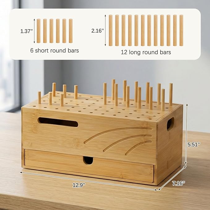 Homde Bamboo Charging Station Organizer: 2 Layer Charger Holder with Drawer for Office Home - Electronic Docking Stand for Multiple Devices, Tablets, Phones