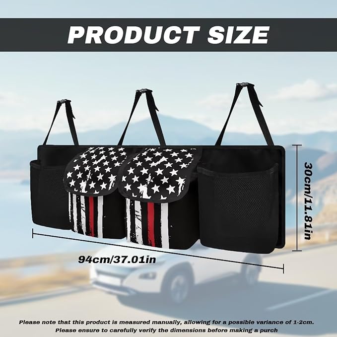 Black American Flag Car Trunk Organizer Hanging Car Back Seat Storage Bag Foldable Automotive Interior Accessories Suitable Most Sedans SUV Jeep Trucks Van