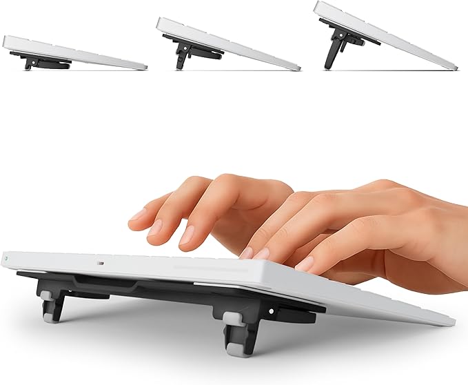 ESC Flip Keyboard Stand for Desk, Compact Tilting Riser with 3 Adjustable Angles for Ergonomic Typing, Compatible with Magic Keyboard & Flat-Back Models