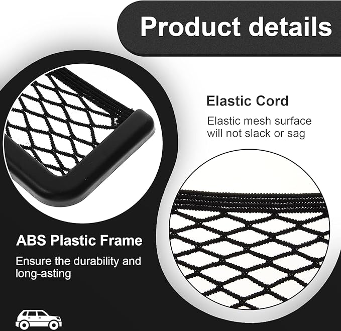 Frienda 2 Pcs Car Storage Net Bag, ABS Plastic Framed Mesh Net Holder, Phone & Cargo Organizer with Screws for Auto, Rv, Boat, Truck Pocket Storage (6.7 x 3.15 Inch)