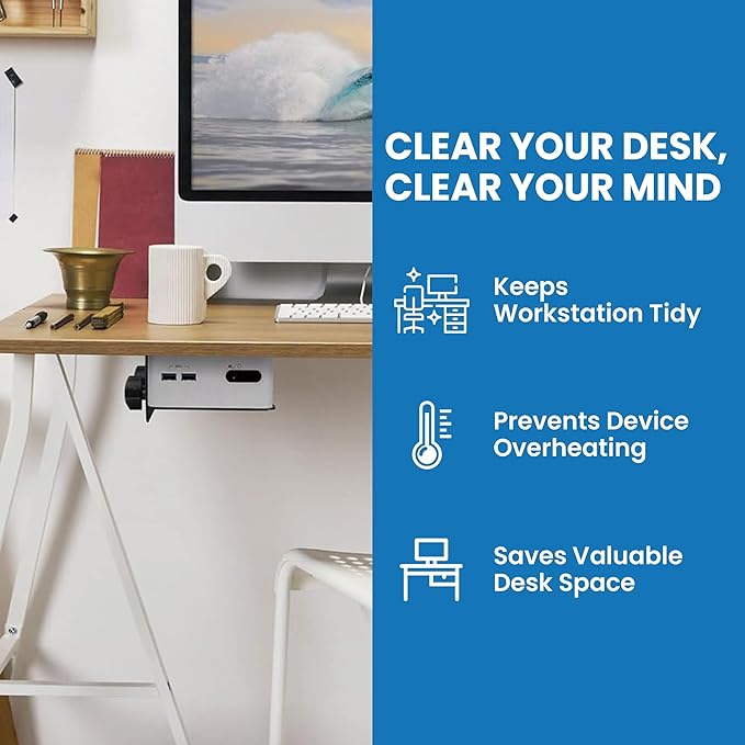 Mount-It! Adjustable Thin Client Mini PC Mount ??Under Desk, Wall, Pole, or VESA Monitor Stand ??Fits Mac mini, Small CPUs, Thin Clients, Docking Stations ??Holds 11 lbs