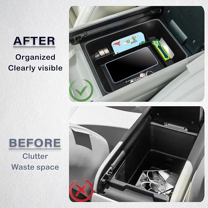 Center Console Organizer Tray Compatible with 2024 2025 2026 Hyundai Santa Fe Interior Storage Box Insert Secondary Accessories (Armrest storage tray)