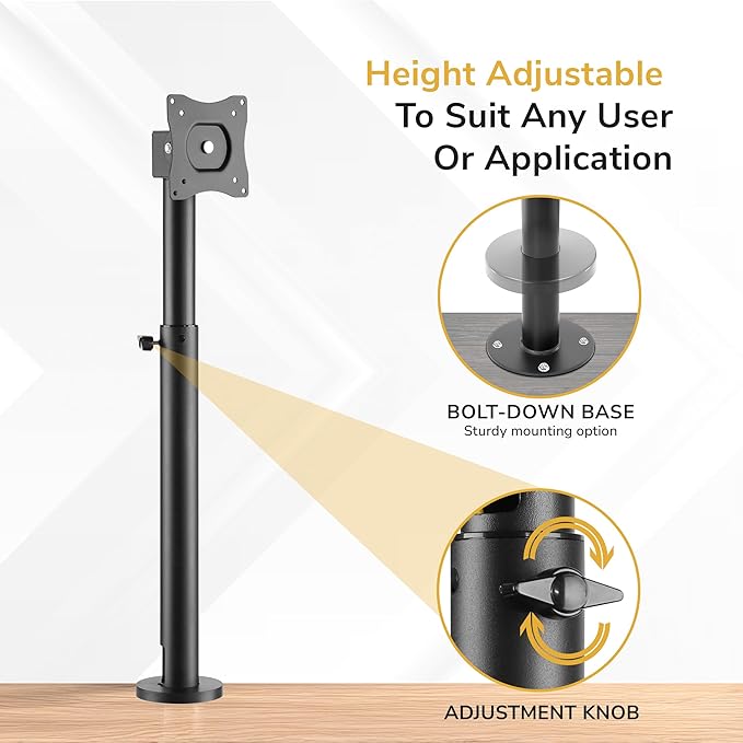 Mount-It! POS Monitor Mount for Retail Checkout & Reception Counters - Extra Tall Height Adjustable Pole with Secure Bolt-Down Base, VESA 75x75 & 100x100 Compatible - Fits 13??2??Monitors, 33 lbs