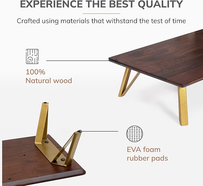Anji Mountain Monitor Stand - Desktop Organizer & Laptop Riser, Ergonomic Monitor Riser, Space-Saving Monitor Stand for Desk, Durable Construction, Easy Assembly, Ideal for Home & Office,Walnut