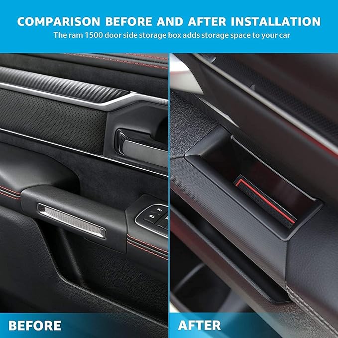 Motrobe for Ram 1500 Door Side Storage Tray 2026 2025 2024 2023 2022 2021 2020 2019 Ram 1500 Door Side Organizer Door Pocket Insert 4 PCS, Not Fit Ram 2500 3500