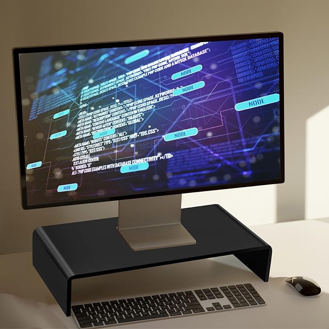 Jetec 2 Pcs Acrylic Monitor Stand Desktop Video Acrylic Monitor Riser Desk Shelf Computer Stand for Laptop TV Computer Screen Desk Organizer Teacher's Day Supplies (Black, 12 x 8 x 3 Inch)